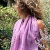 Recycled rich lilac washed finish scarf with a beautiful metallic rose gold organic spot print