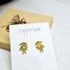 Flutter leaves earrings. stud earrings with brass branch of leaves
