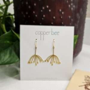 Dangle earrings with brass dandelion seed heads