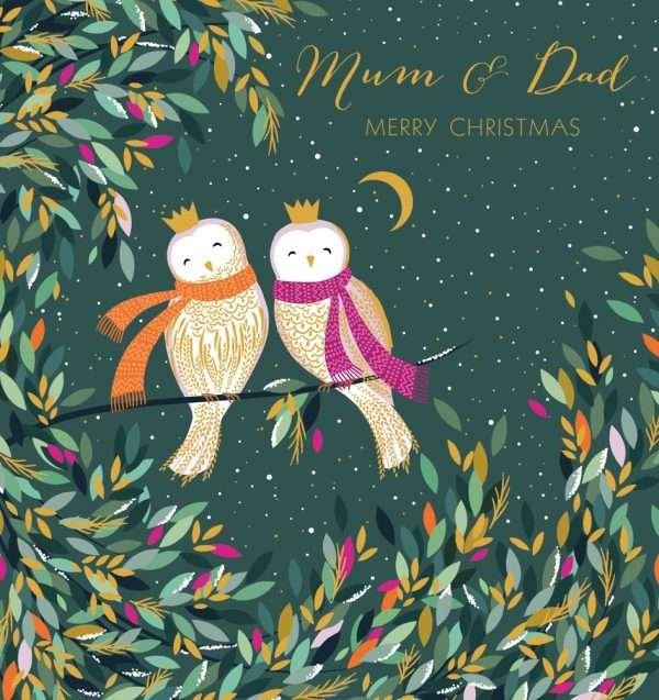 Mum and Dad Owls Christmas Card