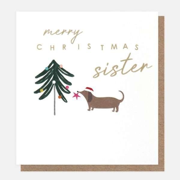 Merry Christmas Sister Sausage Dog Card