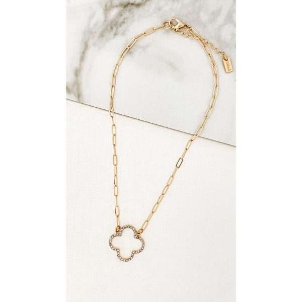 Open Diamante Fleur Pendant Necklace
