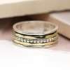 Sterling silver spinning ring with simple double brass and silver dotted silver bands