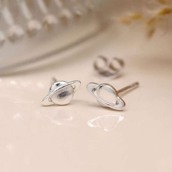 Sterling Silver Saturn Studs