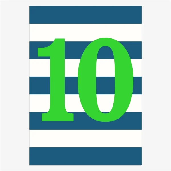 Stripy Children's Green Age 10 Card