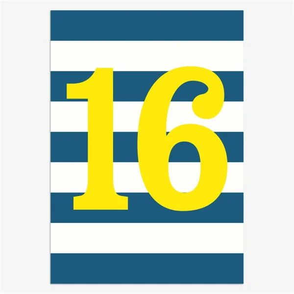 Stripy Children's Yellow Age 16 Card