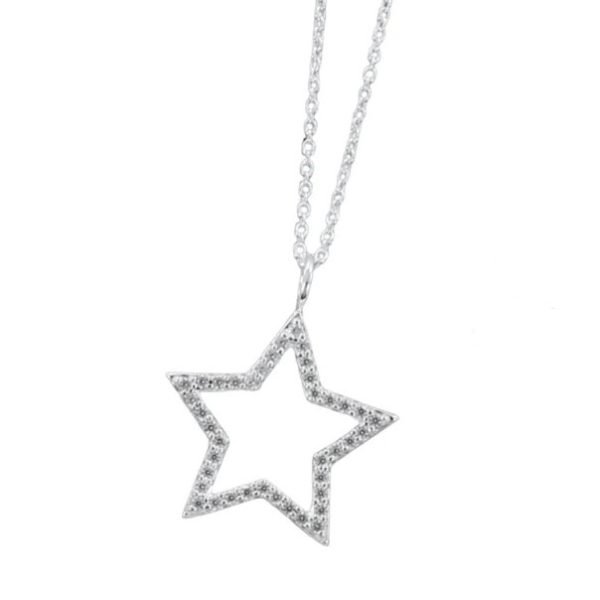 Sterling Silver Pave Star Necklace