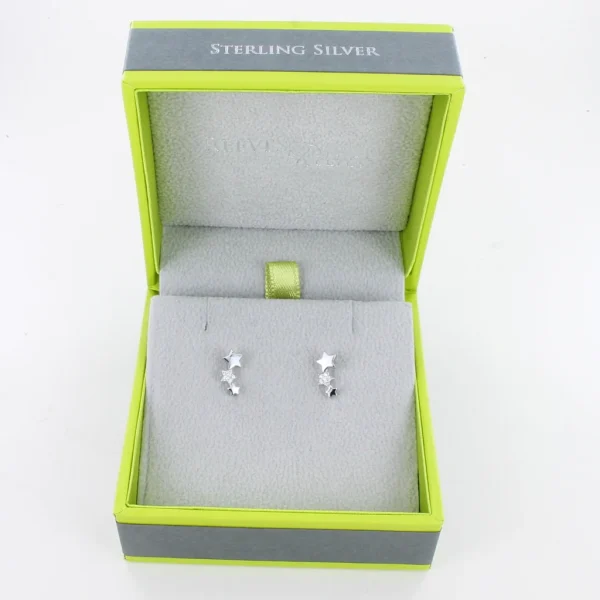 Sterling Silver Trio Star Pavé Studs