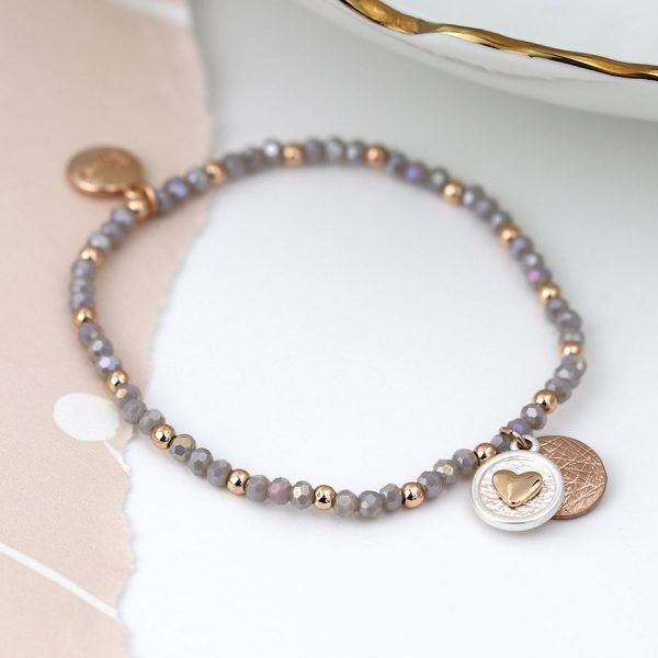 Rose Gold and Grey Bead Bracelet