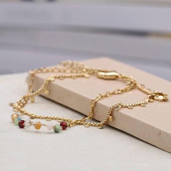 Double Strand Gold Bracelet with Mixed Beads
