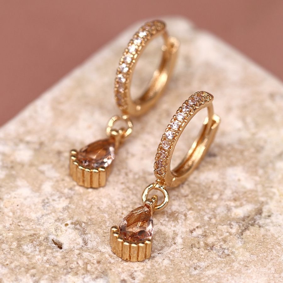 Golden Crystal Hoop Earrings - Image 2