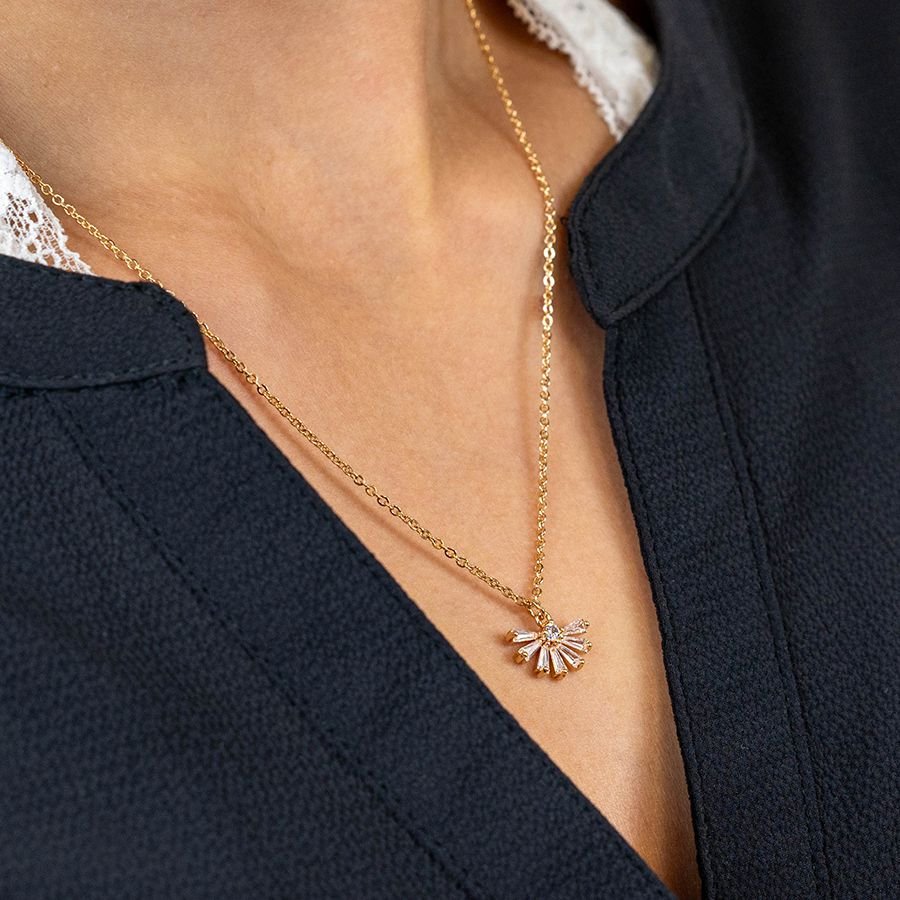 Art Deco Crystal Fan Necklace - Image 2