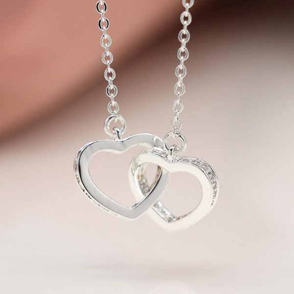 Crystal Linked Hearts Necklace