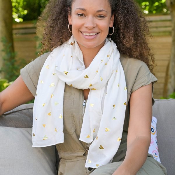 Metallic Heart Print Scarf