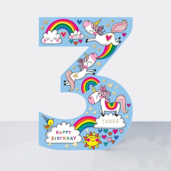Unicorns 3rd Birthday Card