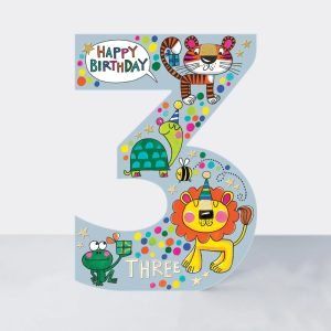 Lions & Tigers 3rd Birthday Card