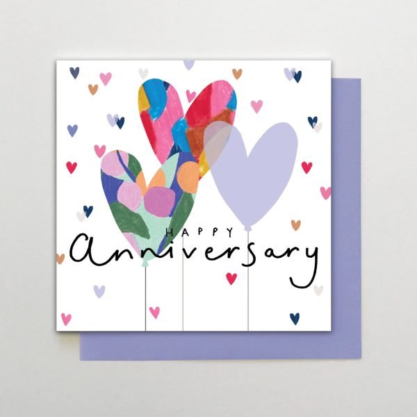 Happy Anniversary Hearts Balloon Card