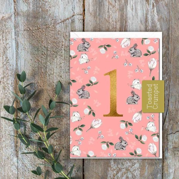One Pink Bunnies Birthday Milestone Card