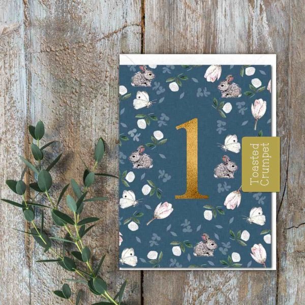 One Blue Bunnies Birthday Milestone Card