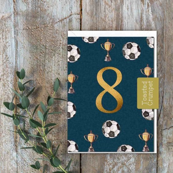 Eight Birthday Milestone Football Card