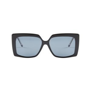 Square lens sunglasses with smokey grey frame