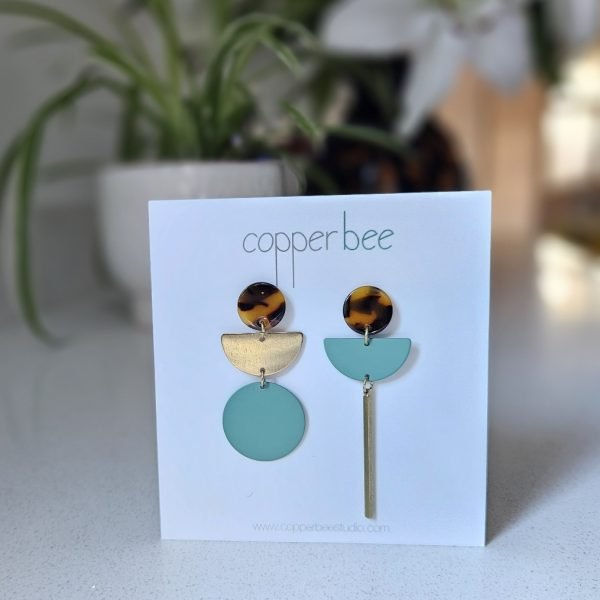 Mismatched Statement Colour and Brass Earrings