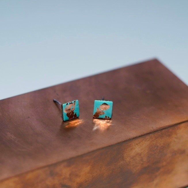 Copper Glow Square Studs