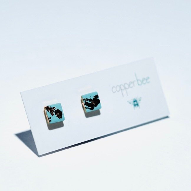 Copper Glow Square Studs - Image 2