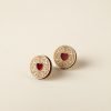 Stud earrings with little wooden jammie dodgers