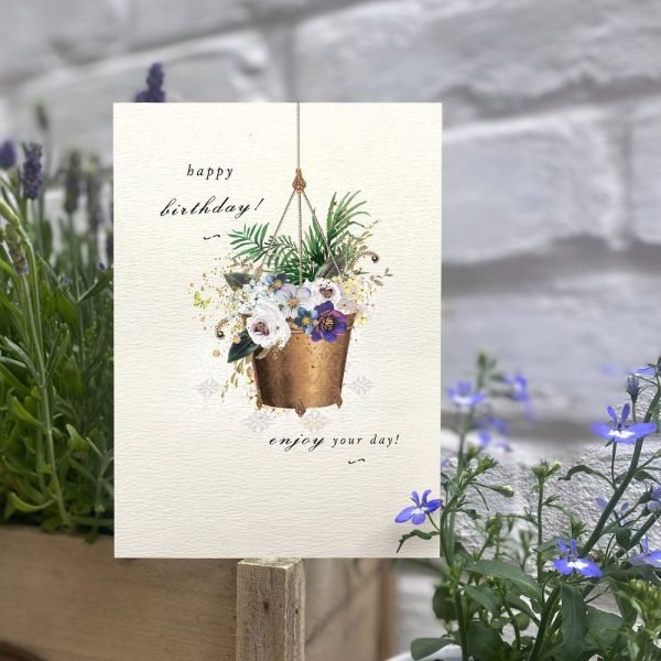 Hanging Flower Bucket Birthday Card