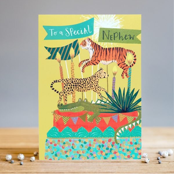 Nephew Big Cat Birthday Card