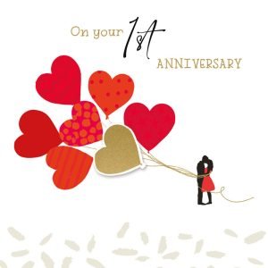 1st Anniversary Balloons Card