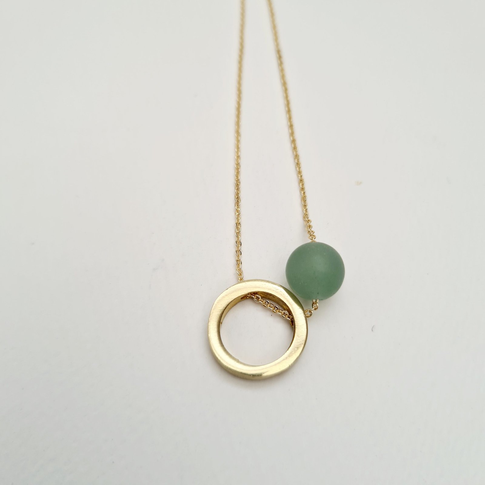 Brass Circle and Gemstone Necklace