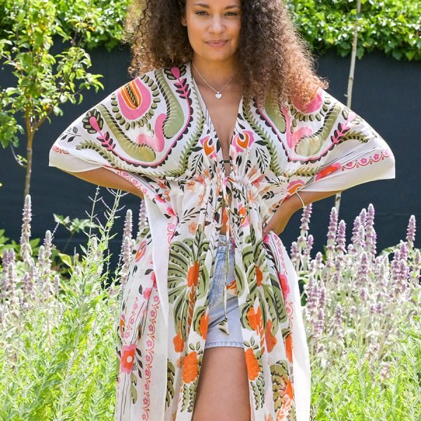 Long Folksy Print Kimono