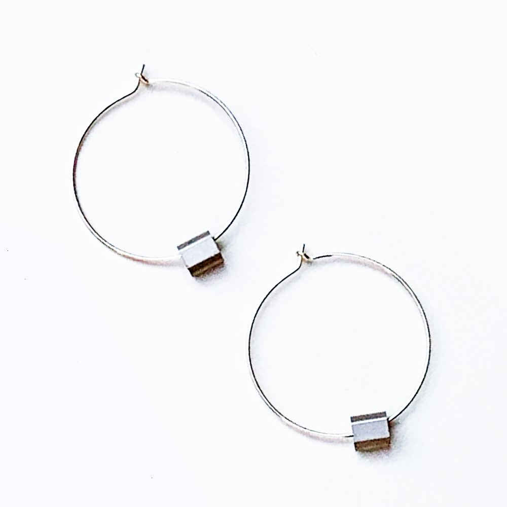 Industrial Silver Hoop Earrings with Aluminium Tube