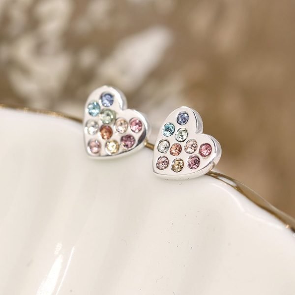 Sterling Silver Crystal Heart Earrings