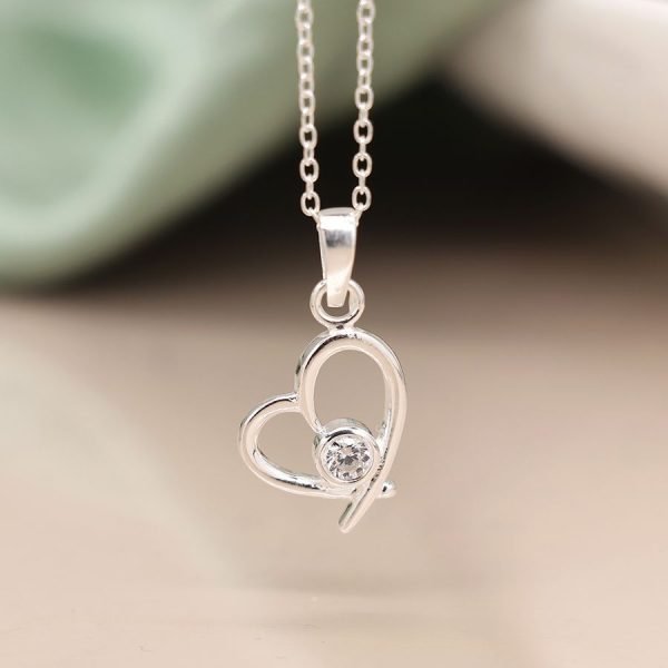 Sterling Silver Open Heart Necklace