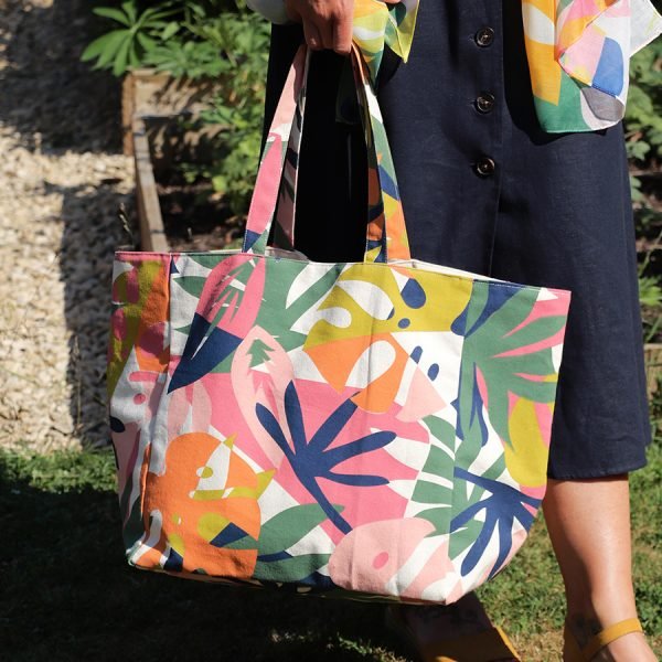 Tropical Floral Print Tote Bag