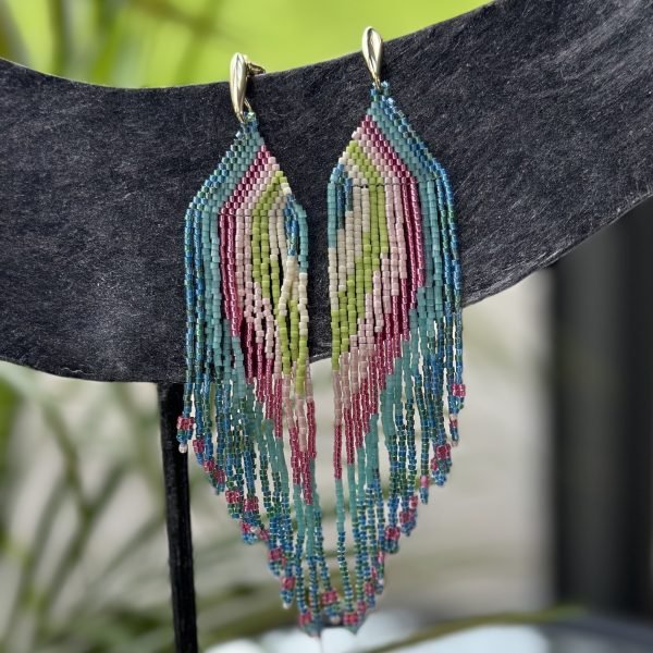 Delica Asymmetric Fringe Earrings