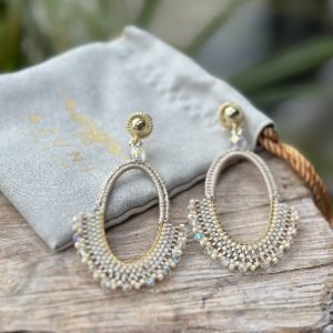 Large Oval Crochet Bead Earrings