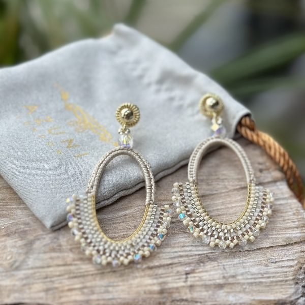 Large Oval Crochet Bead Earrings