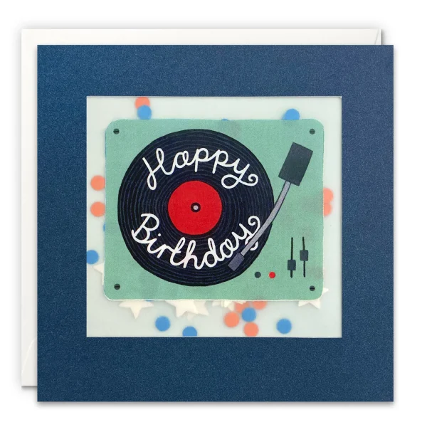 Birthday Record Player Shakies Card