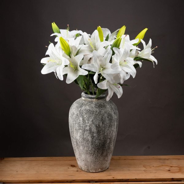 Faux White Lily Stem