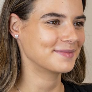 Alternative view of Silver Heart Pawprint Studs