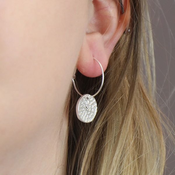 Silver Embossed Disc Earrings