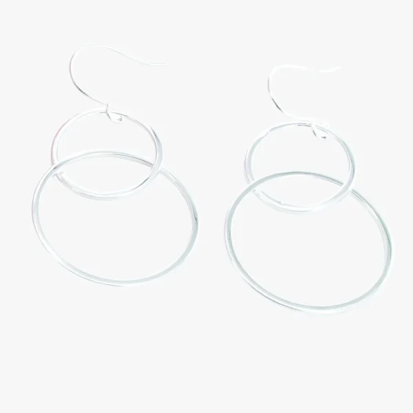 Sterling Silver Eclipse Double Ring Earrings