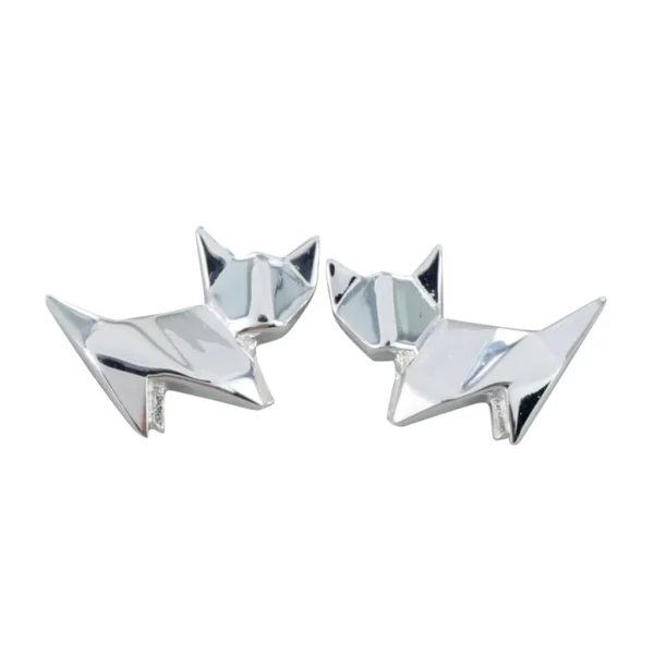Sterling Silver Origami Cat Earrings
