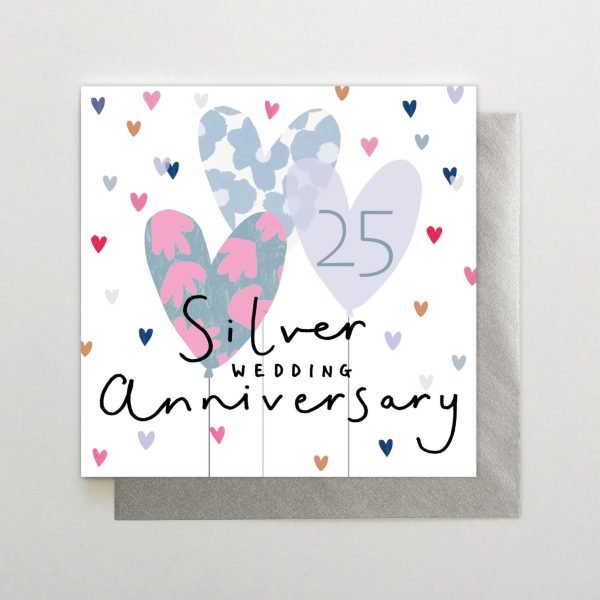 Silver Wedding Anniversary Balloons Card