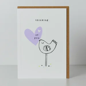 Bird and Heart Thinking of You Card