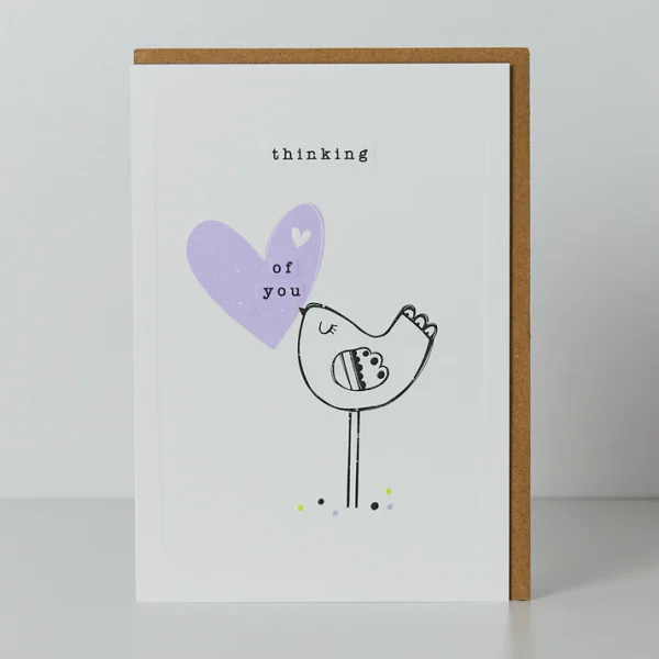 Bird and Heart Thinking of You Card